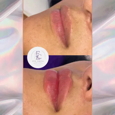 Antes y después de un perfilamiento de labios